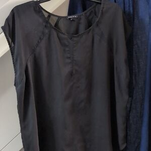 Sami & Jo Black Silky Blouse, XL